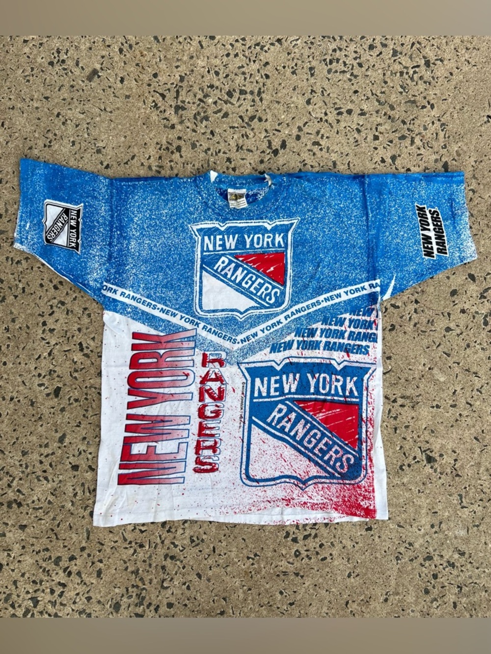 VTG New York Rangers Hockey NHL AOP Shirt 1990's Magic Johnson T's Rare XL
